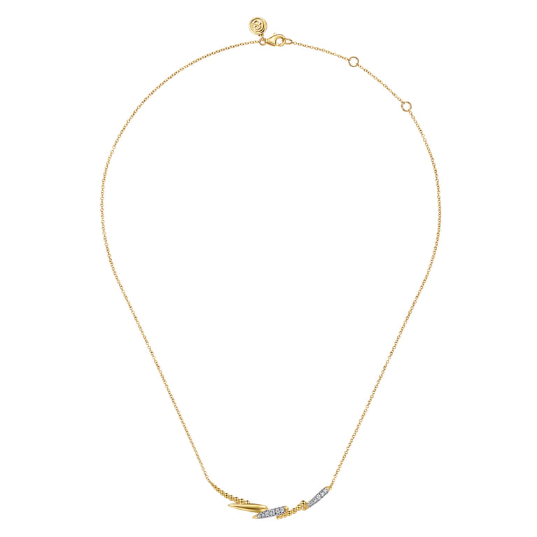 Bujukan Punk - 14K Yellow Gold Bujukan and Diamond Bar Necklace - 0.15 ct - Shot 2