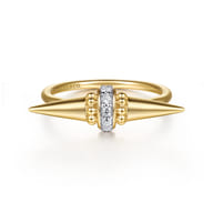 Bujukan Punk - 14K Yellow Gold Bujukan and Diamond Bullet Fashion Ring