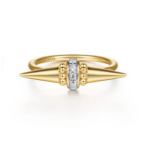 Bujukan Punk - 14K Yellow Gold Bujukan and Diamond Bullet Fashion Ring