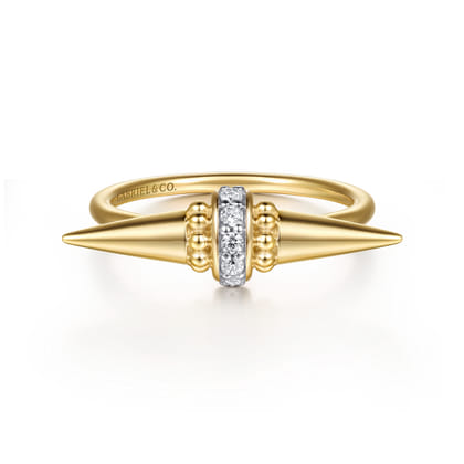 Bujukan Punk - 14K Yellow Gold Bujukan and Diamond Bullet Fashion Ring