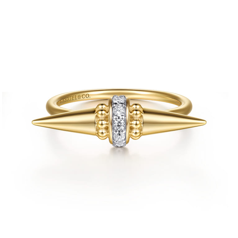 Bujukan Punk - 14K Yellow Gold Bujukan and Diamond Bullet Fashion Ring - 0.05 ct - Shot 1
