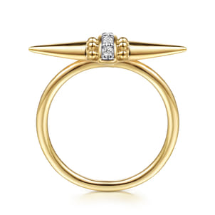 Bujukan Punk - 14K Yellow Gold Bujukan and Diamond Bullet Fashion Ring