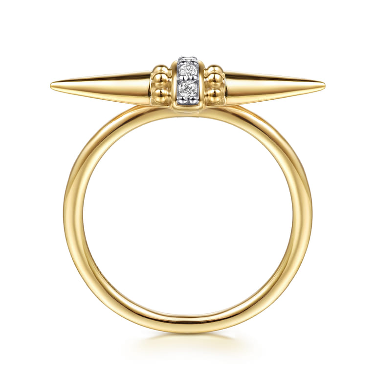 Bujukan Punk - 14K Yellow Gold Bujukan and Diamond Bullet Fashion Ring - 0.05 ct - Shot 2
