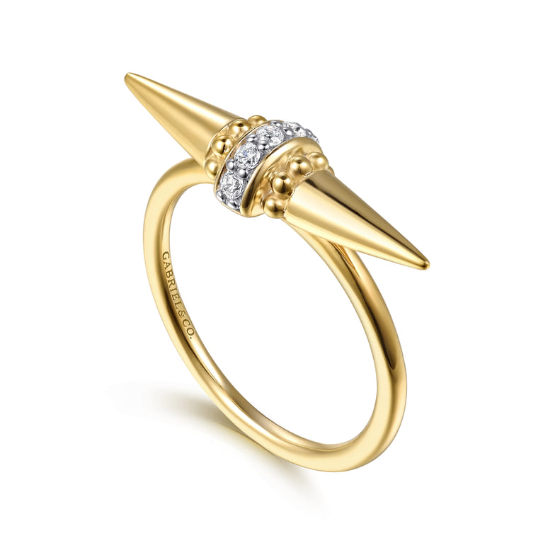 Bujukan Punk - 14K Yellow Gold Bujukan and Diamond Bullet Fashion Ring - 0.05 ct - Shot 3
