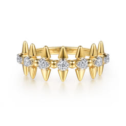 Bujukan Punk - 14K Yellow Gold Bujukan and Diamond Bullet Stackable Ring
