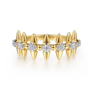Bujukan Punk - 14K Yellow Gold Bujukan and Diamond Bullet Stackable Ring
