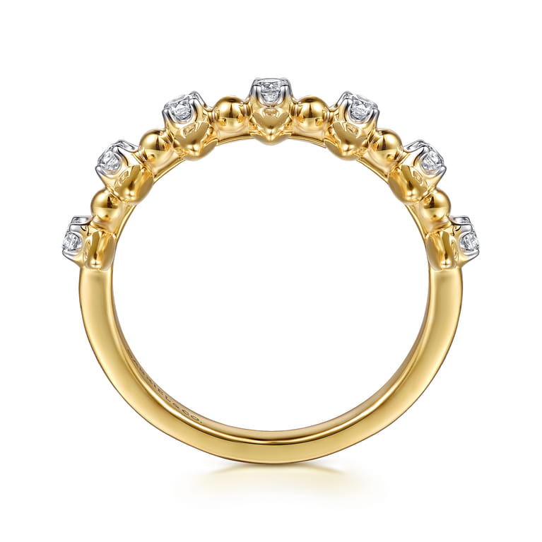 Bujukan Punk - 14K Yellow Gold Bujukan and Diamond Bullet Stackable Ring - 0.2 ct - Shot 2