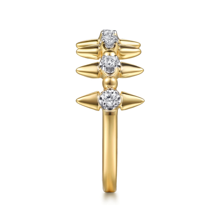 Bujukan Punk - 14K Yellow Gold Bujukan and Diamond Bullet Stackable Ring - 0.2 ct - Shot 4