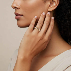 Bujukan Punk - 14K Yellow Gold Bujukan and Diamond Bullet Stackable Ring