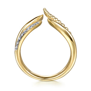 Bujukan Punk - 14K Yellow Gold Bujukan and Diamond Double Row Chevron Spike Ring