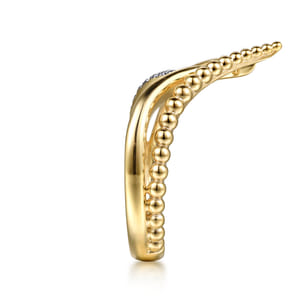 Bujukan Punk - 14K Yellow Gold Bujukan and Diamond Double Row Chevron Spike Ring