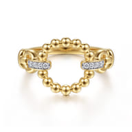 Bujukan Punk - 14K Yellow Gold Bujukan and Diamond Link Ring