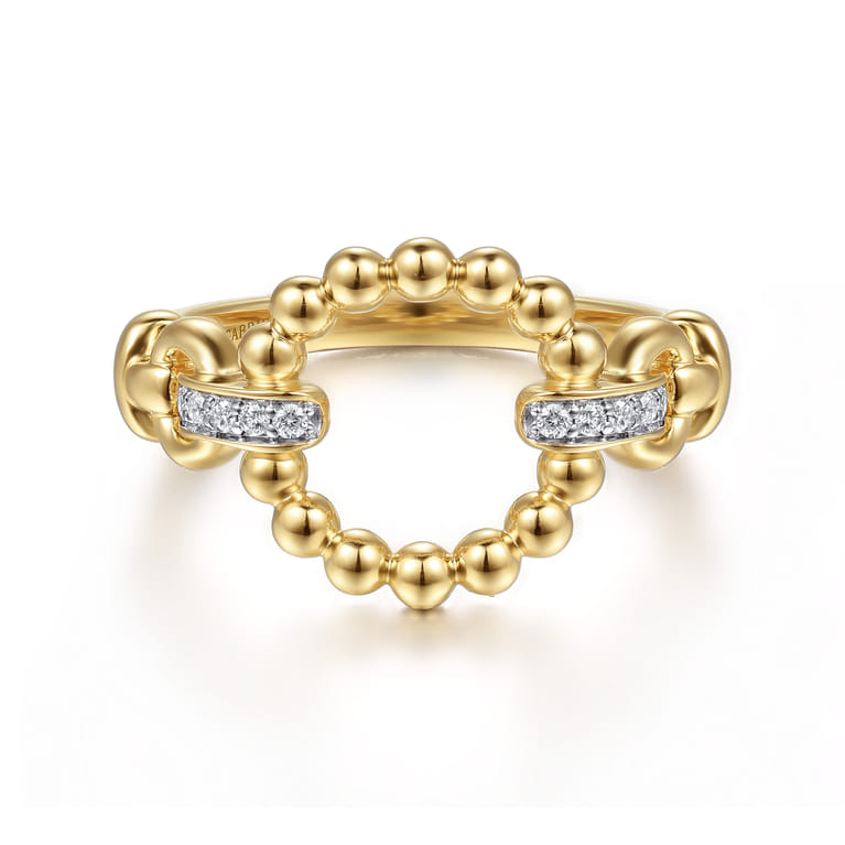Bujukan Punk - 14K Yellow Gold Bujukan and Diamond Link Ring - 0.06 ct - Shot 1