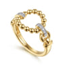 Bujukan Punk - 14K Yellow Gold Bujukan and Diamond Link Ring - 0.06 ct