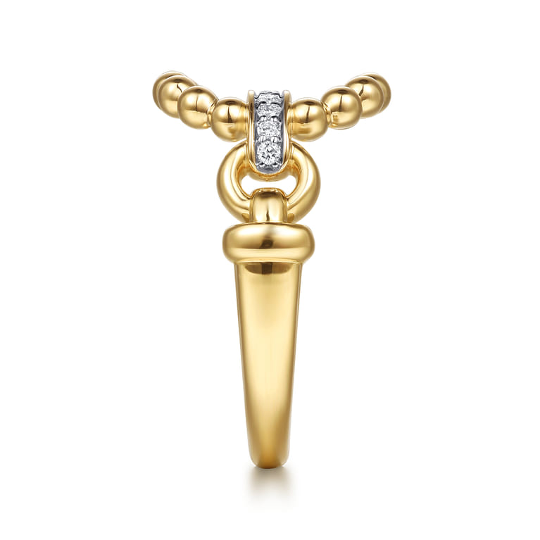 Bujukan Punk - 14K Yellow Gold Bujukan and Diamond Link Ring - 0.06 ct - Shot 4
