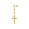 Bujukan Punk - 14K Yellow Gold Bujukan and Pave Diamond Cross Stud Drop Single Earring - 0.18 ct