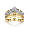 Bujukan Punk - 14K Yellow Gold Triple Row Bujukan Chevron Diamond Ring - 0.5 ct