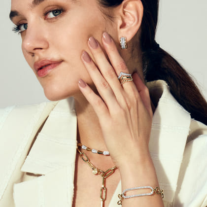 Bujukan Punk - 14K Yellow Gold Triple Row Bujukan Chevron Diamond Ring