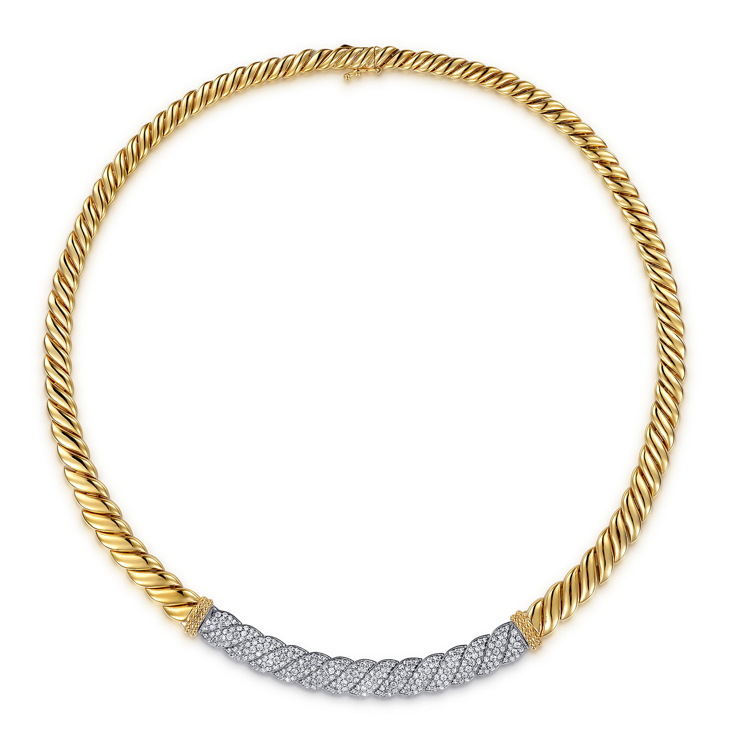 Bujukan-Retro - 14K White  Yellow Gold Bujukan Diamond Bar Necklace