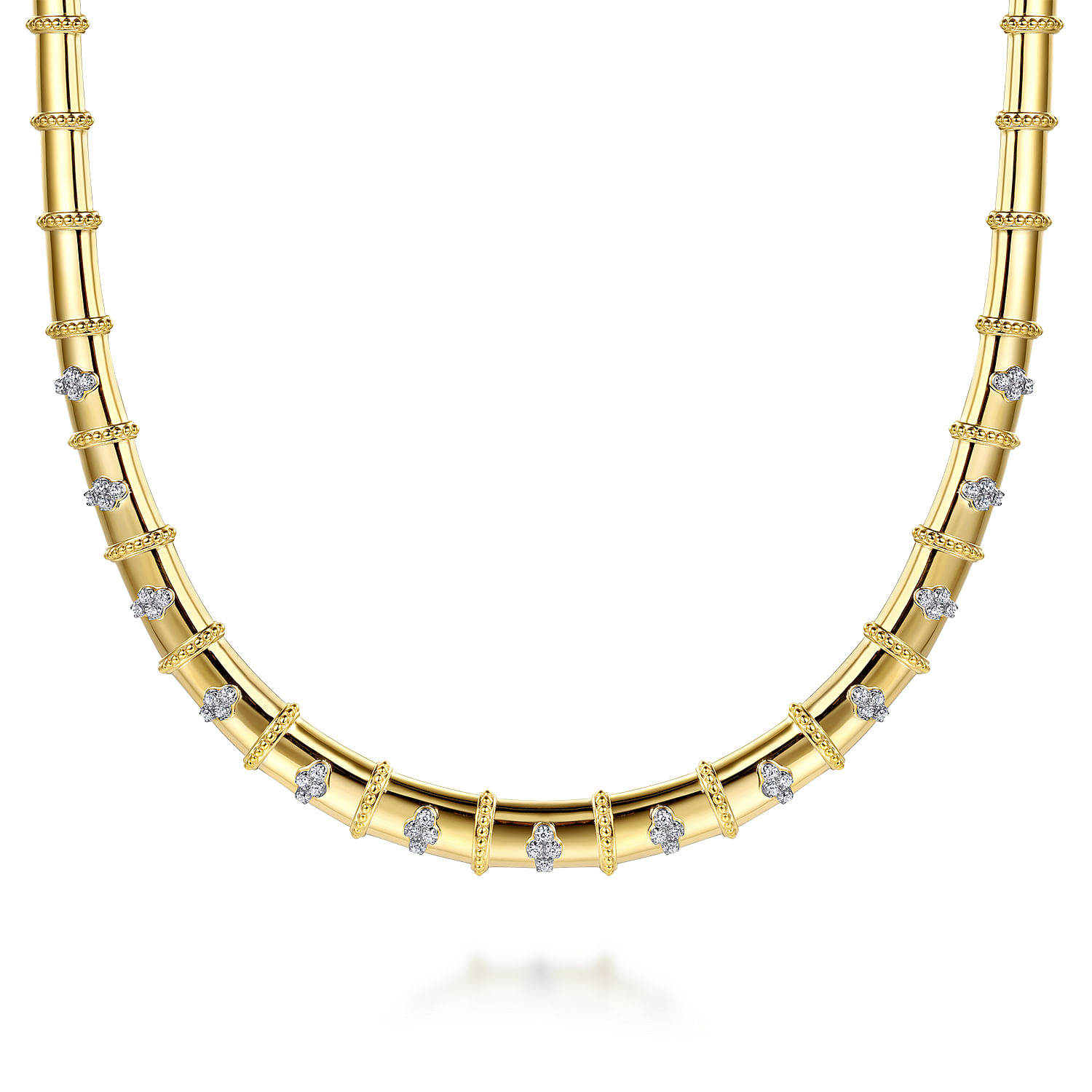 Bujukan-Retro - 14K White  Yellow Gold Bujukan and Diamond Choker