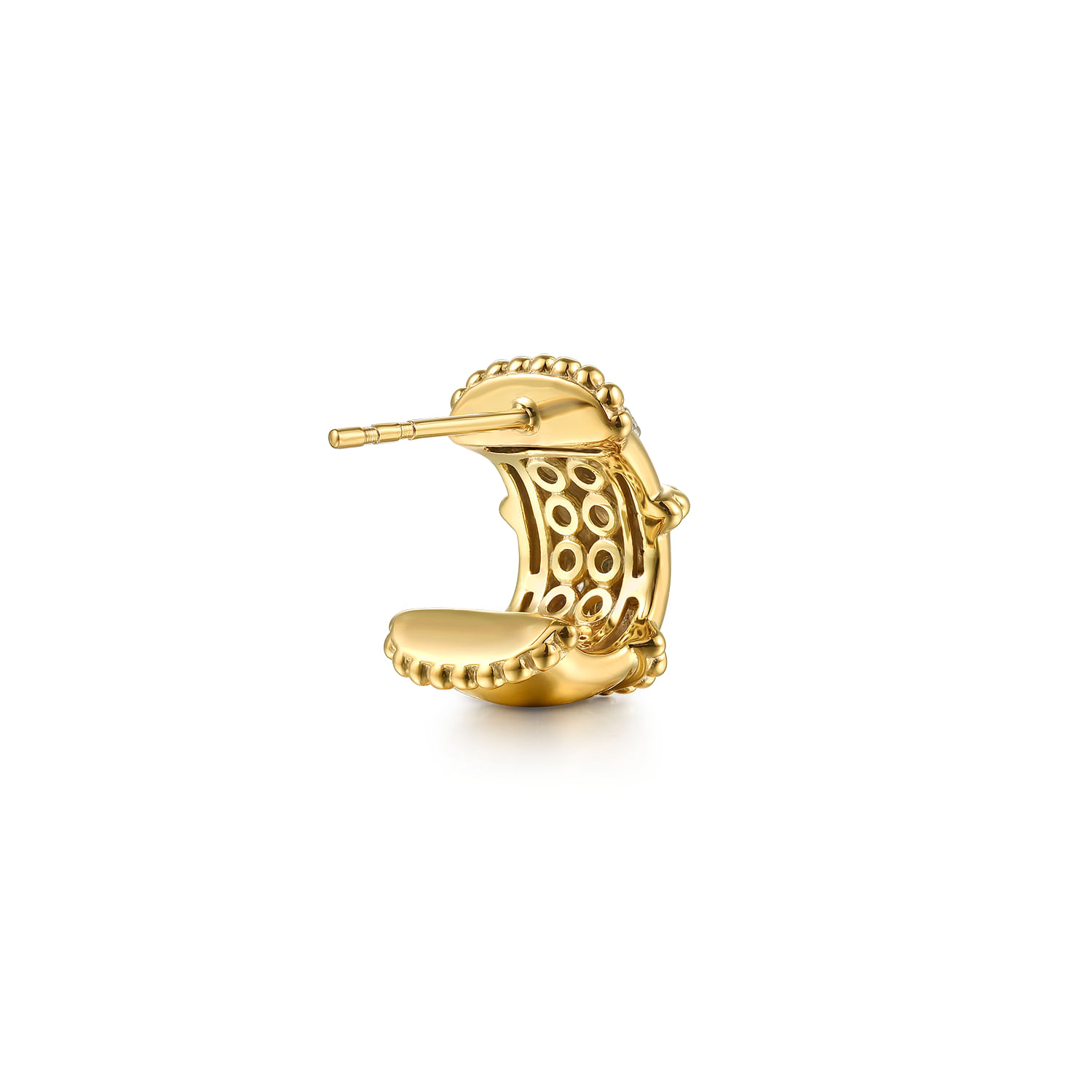 Bujukan-Retro - 14K White  Yellow Gold Bujukan and Diamond J Hoop Earrings