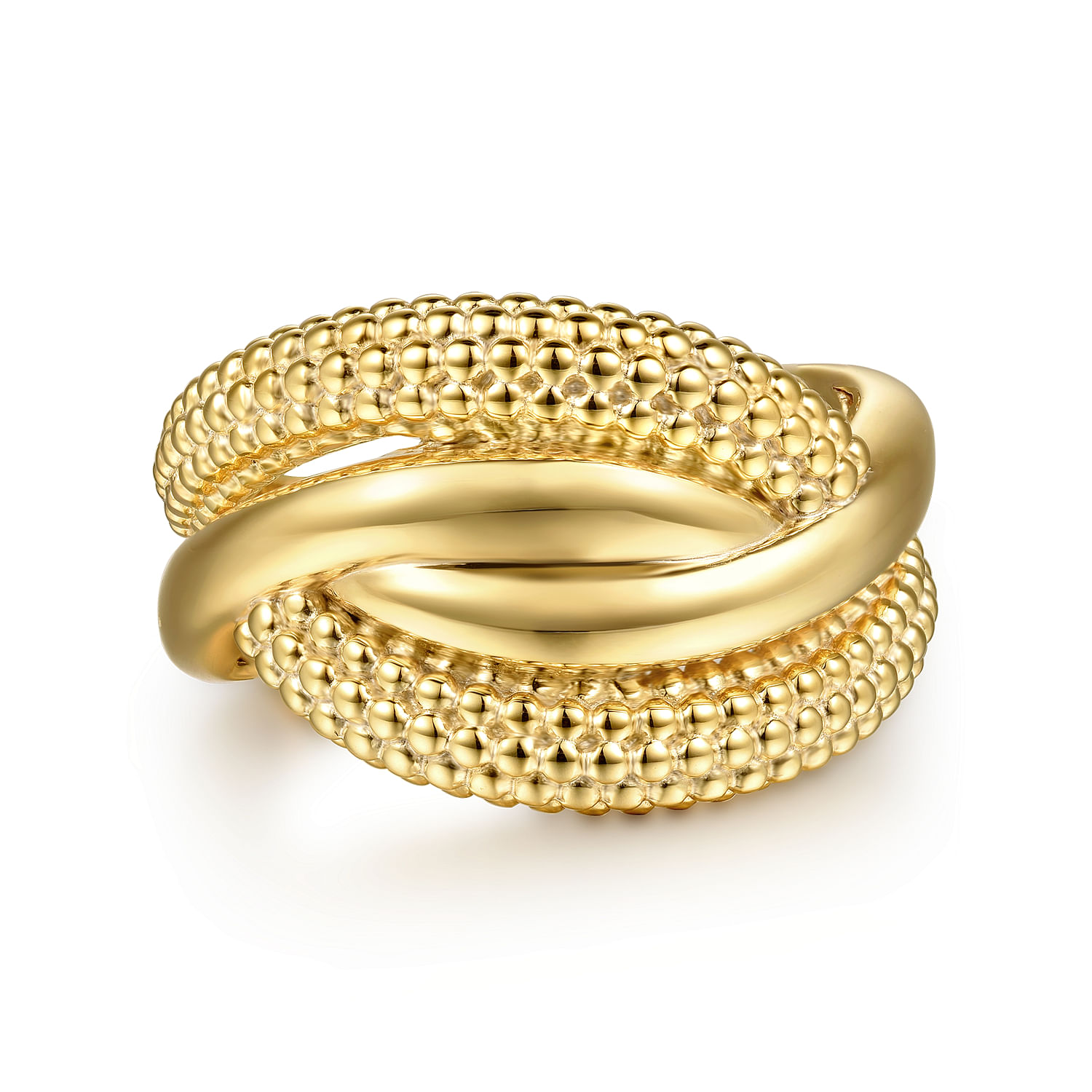 Bujukan-Retro - 14K Yellow Plain Gold Bujukan Criss Cross Ring