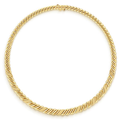 Bujukan-Retro - 14K Yellow Plain Gold Pave Bujukan Necklace