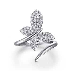 Butterfly - 14K White Gold Diamond Butterfly Bypass Ring