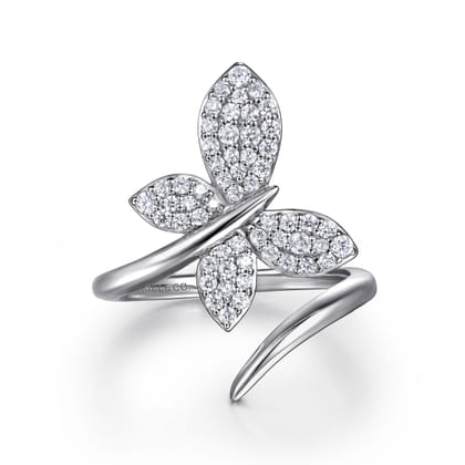 Butterfly - 14K White Gold Diamond Butterfly Bypass Ring