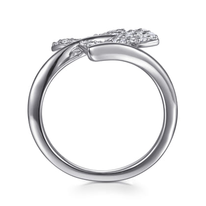 Butterfly - 14K White Gold Diamond Butterfly Bypass Ring