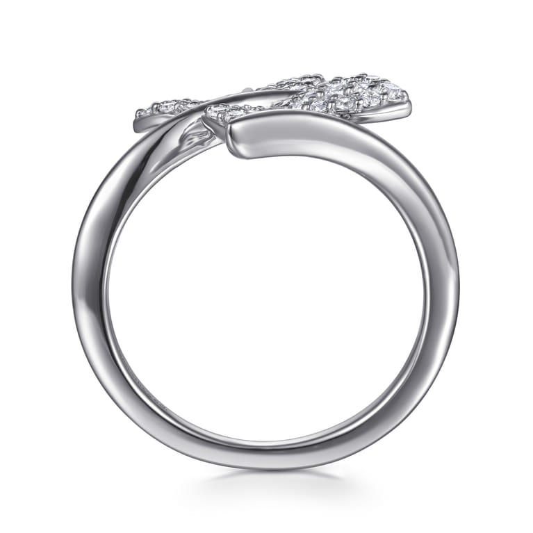 Butterfly - 14K White Gold Diamond Butterfly Bypass Ring - 0.5 ct - Shot 2