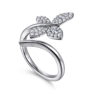 Butterfly - 14K White Gold Diamond Butterfly Bypass Ring