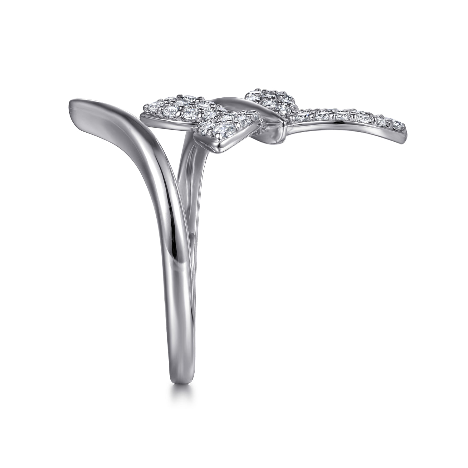 Butterfly - 14K White Gold Diamond Butterfly Bypass Ring - 0.5 ct - Shot 4