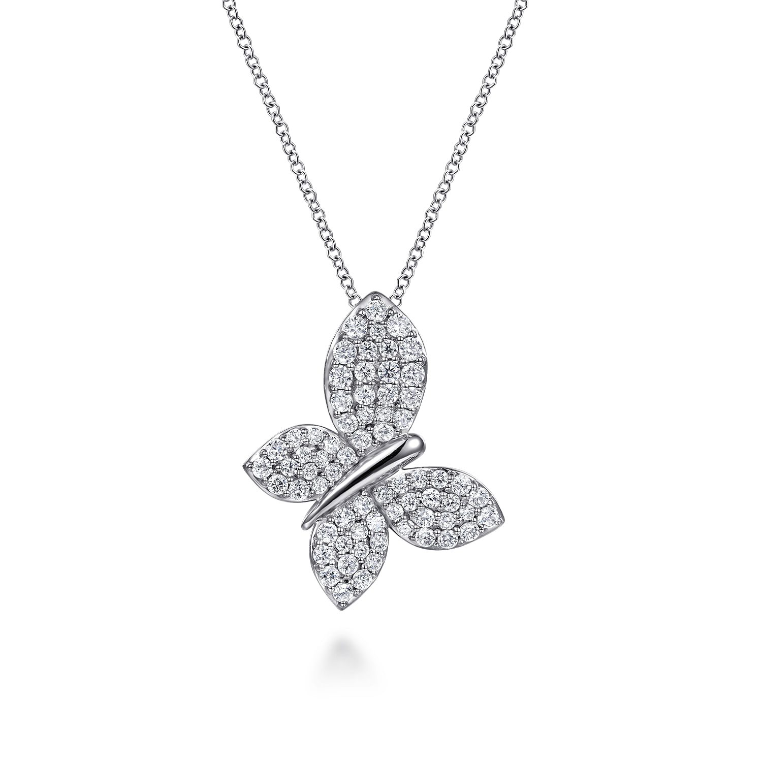 Butterfly - 14K White Gold Diamond Butterfly Pendant Necklace