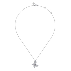 Butterfly - 14K White Gold Diamond Butterfly Pendant Necklace