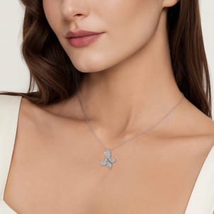 Butterfly - 14K White Gold Diamond Butterfly Pendant Necklace