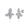 Butterfly - 14K White Gold Diamond Butterfly Stud Earrings - 1 ct