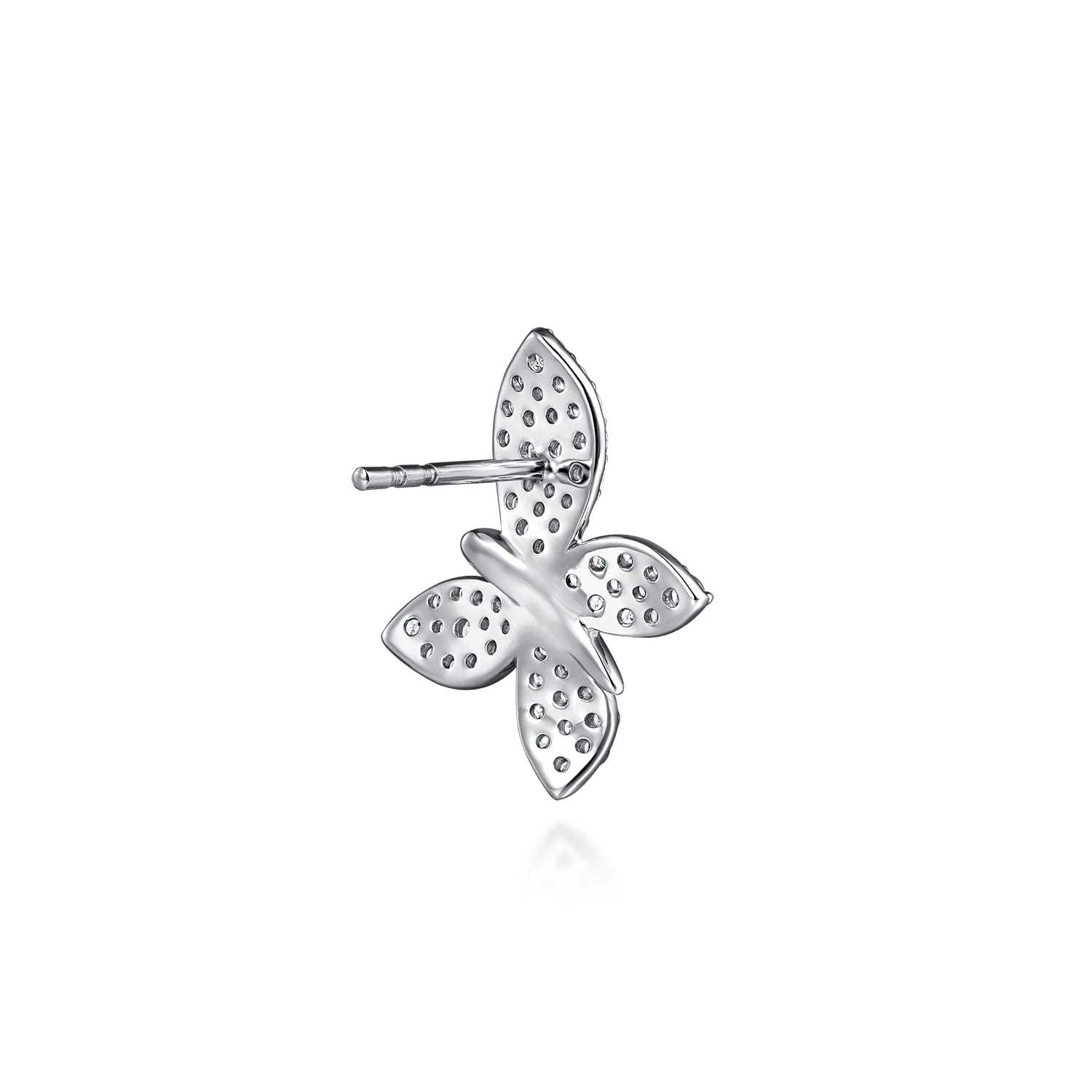 Butterfly - 14K White Gold Diamond Butterfly Stud Earrings - 1 ct - Shot 2