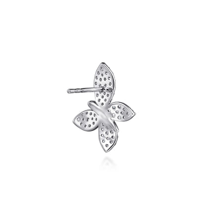 Butterfly - 14K White Gold Diamond Butterfly Stud Earrings