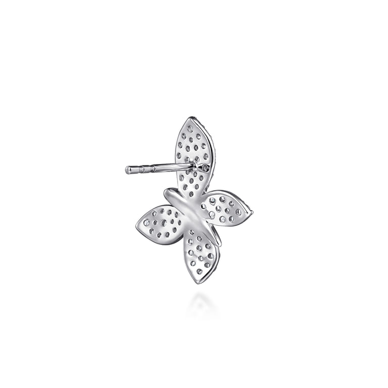 Butterfly - 14K White Gold Diamond Butterfly Stud Earrings - 1 ct - Shot 2