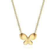Butterfly - 14K Yellow Gold Butterfly Pendant Necklace