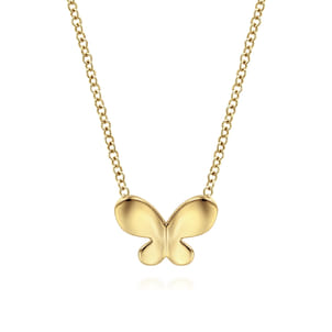 Butterfly - 14K Yellow Gold Butterfly Pendant Necklace