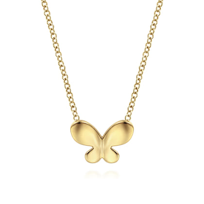 Butterfly - 14K Yellow Gold Butterfly Pendant Necklace