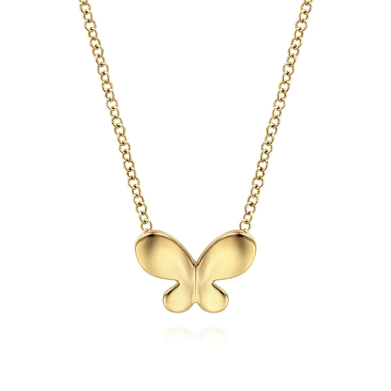 Butterfly - 14K Yellow Gold Butterfly Pendant Necklace - Shot 1