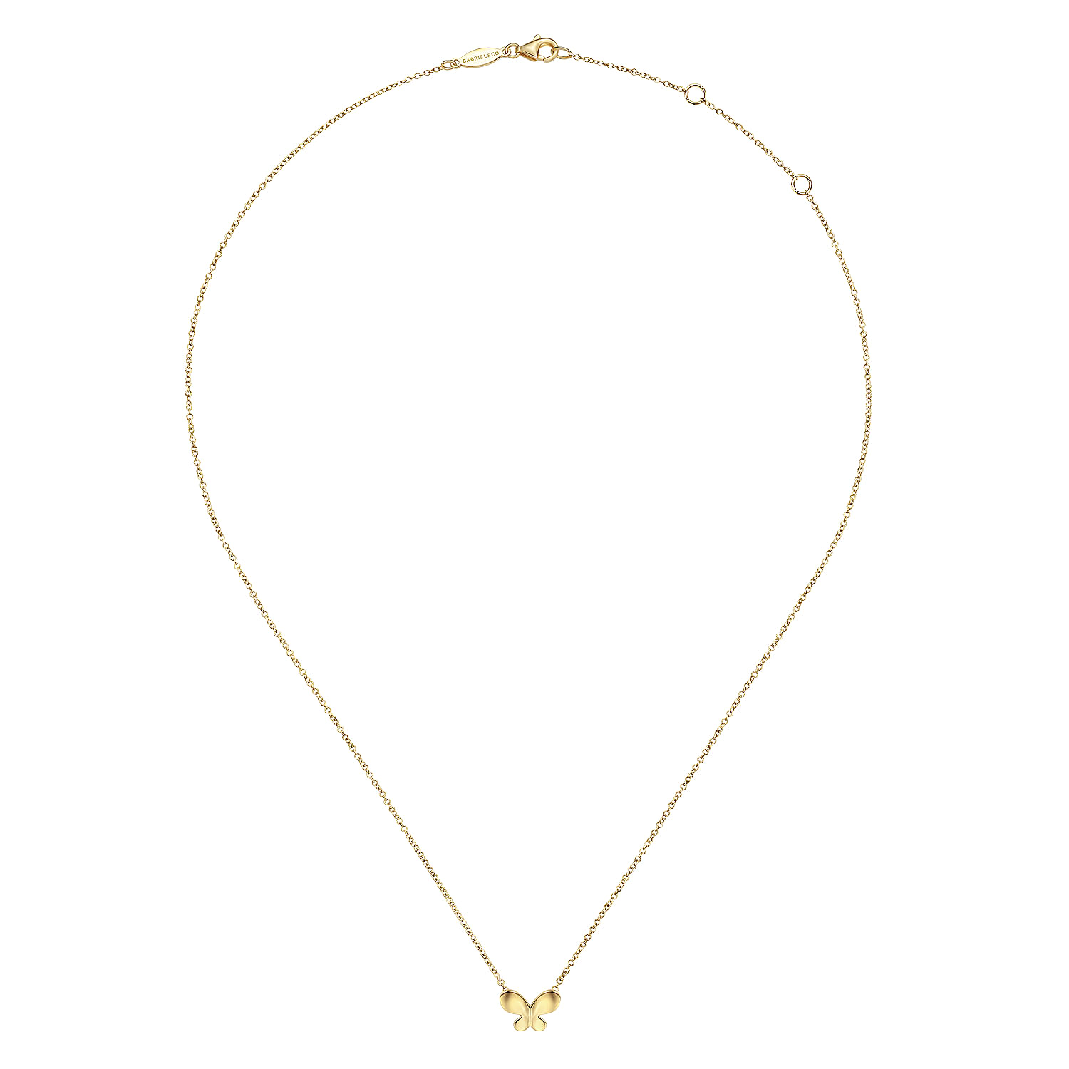 Butterfly - 14K Yellow Gold Butterfly Pendant Necklace - Shot 2