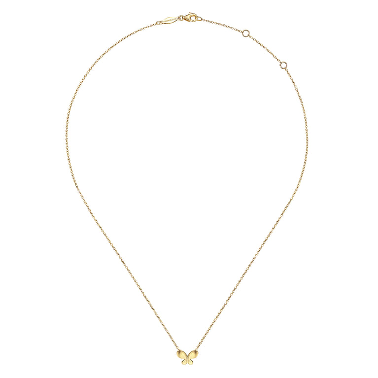 Butterfly - 14K Yellow Gold Butterfly Pendant Necklace - Shot 2