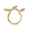 Butterfly - 14K Yellow Gold Diamond Butterfly Open Ring - 0.16 ct