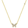 Butterfly - 14K Yellow Gold Diamond Butterfly Pendant Necklace - 0.13 ct