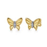 Butterfly - 14K Yellow Gold Diamond Butterfly Stud Earrings - 0.06 ct