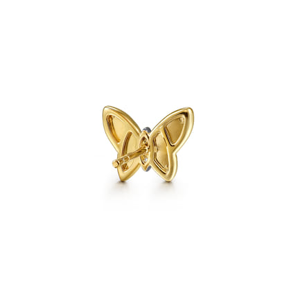 Butterfly - 14K Yellow Gold Diamond Butterfly Stud Earrings